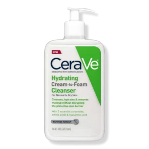 CERAVE Hydrating Cream-to-Foam Face Wash for Balanced to Dry Skin